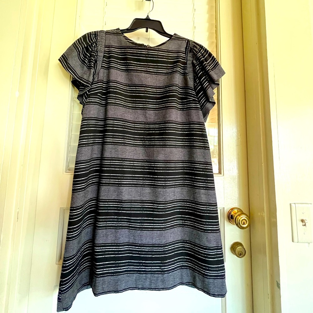 Moon River Striped Puffy Sleeve Dress Medium
